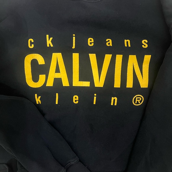 90’s Vintage Calvin Klein Cropped Sweatshirt size M Navy Blue - Picture 3 of 5